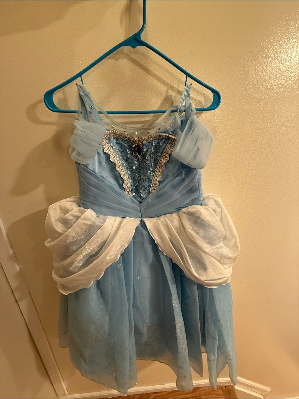 Disney Light Blue and White Cinderella-Style Dress with Gem Accents